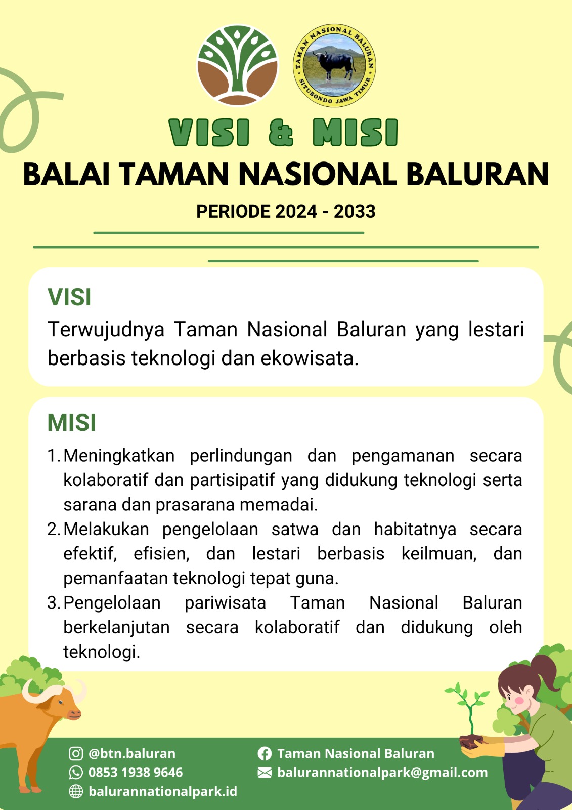 Visi Misi Balai Taman Nasional Baluran Periode 2024-2033